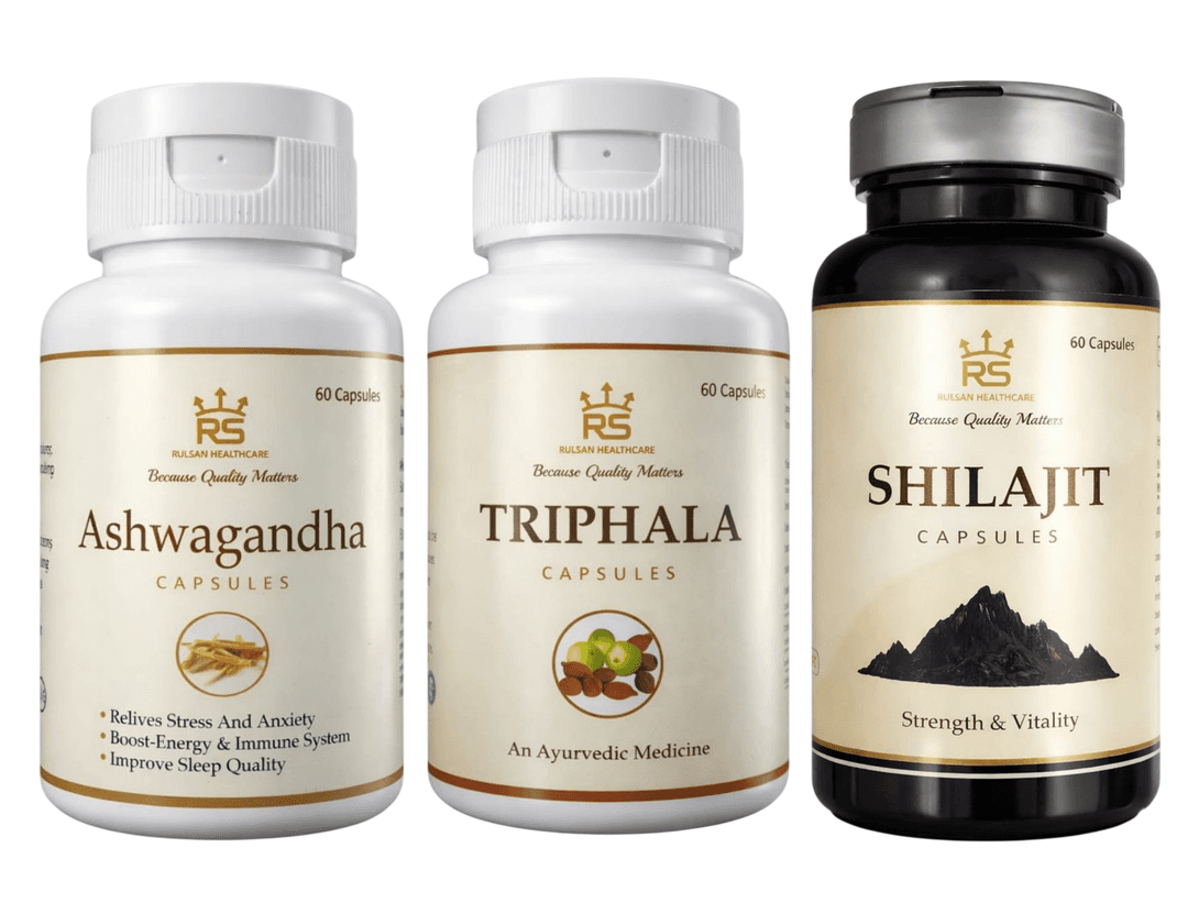 Ashwagandha + Shilajit + Triphala Capsules Combo
